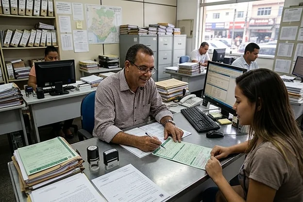 Despachante em Nova Iguaçu orientando cliente sobre licenciamento veicular.